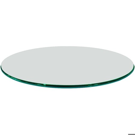 Fab Glass And Mirror 34in Round, 1/2in in Thick Tempered Ogee Edge Polish Glass Table Top, Clear, Wall Mirror 34RD12MMOGTE