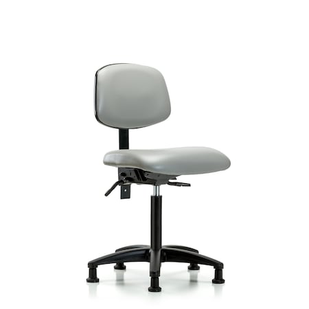 Blue Ridge Ergonomics Chair, Vinyl, Med Bench, Tilt Glides, Dov, No Arms, 22" to 29" Height, Dove BR-VMBCH-RG-T1-A0-NF-RG-8567