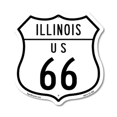 Signmission Illinois Route Marker Shield Sign Us 66, 12 Inch X 12 Inch, Plastic Sign SHI-P-12-382