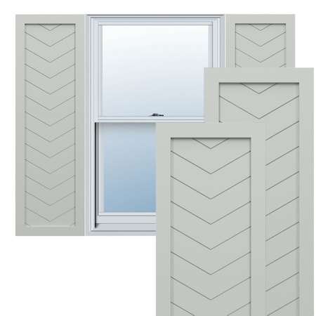 Ekena Millwork True Fit PVC Single Panel Chevron Modern Style Fixed Mount Shutters, Hailstorm Gray, 12W x 62H, PR TFP001CV12X062ST