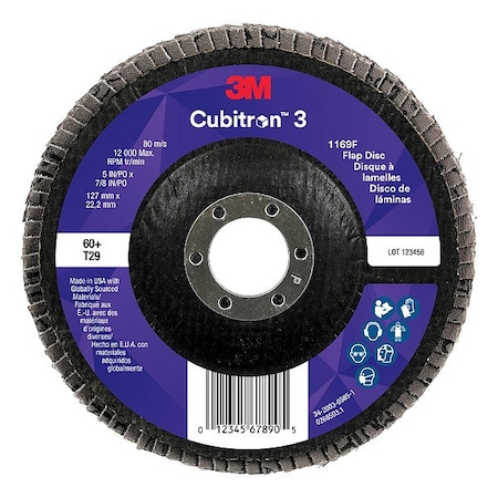 3M Cubitron Abrasive Flap Disc, Coated, Polyester, PK10 7100380496