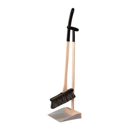 Kings County Tools Broom & Dustpan Combo Set 31 in Natural Horsehair Broom & Stainless Steel Standing Dustpan GW36E01-04