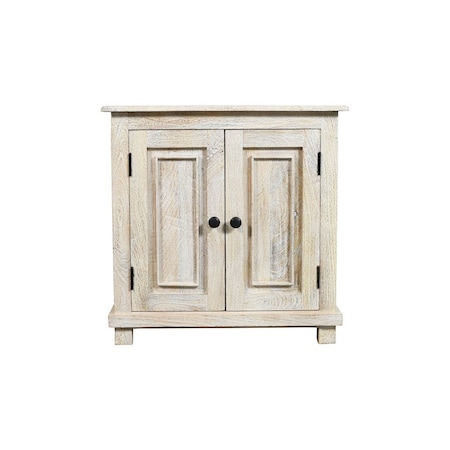 Homeroots 28" Distressed White Solid Wood Nightstand With Storage 555409