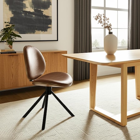 Homeroots Brown and Black Faux Leather And Metal Dining Side Chair 632549