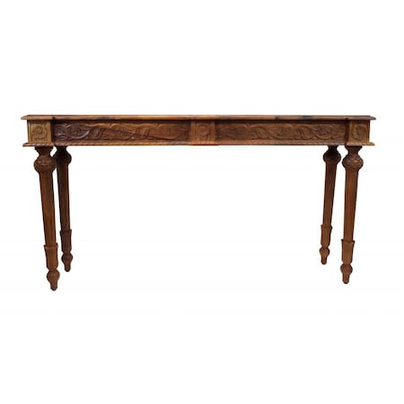 Homeroots 54" Brown Solid Wood Distressed Console Table 488792