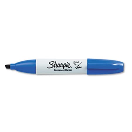 Sharpe Manufacturing Sharpie  Permanent Marker  5.3mm Chisel Tip  Blue  Dozen 38203
