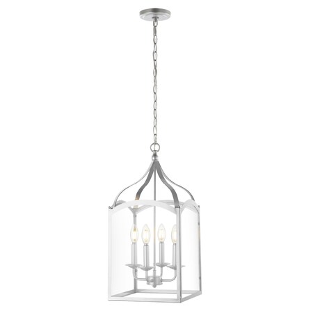 Jonathan Y Ruth 11" 4-light Traditional Classic Lantern Metal/Glass LED Pendant, Silver JYL7403B