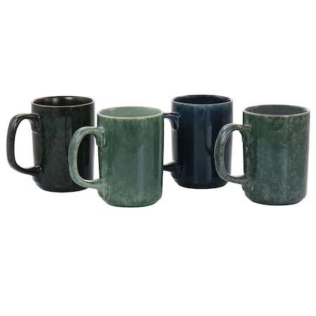 Mr. Coffee Mr. Sidewalk Blues 18oz 4 Piece Stoneware Mug Set in Assorted Colors 131000.01