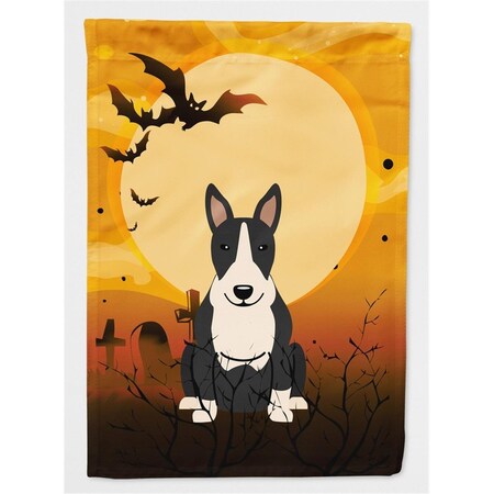 Carolines Treasures Halloween Bull Terrier Black and White Flag Canvas House Size BB4399CHF