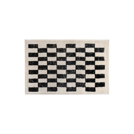 World Rug Gallery Contemporary Checkered Area Rug 2 ft x 3 ft Black WR102BLACK2X3