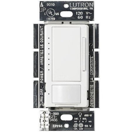 Lutron Wall Mount Sensor, Occupancy, Photocell, Vacancy, Hard Wired, White, 900 sq ft, Fluorescent, Halogen, Incandescent, LED MSCL-OP153M-WH