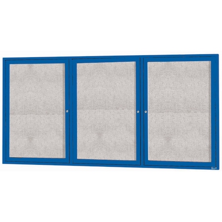 Aarco Outdoor Illuminated Enclosed Bulletin Board w/ Al Frame, Powder Coated Blue, 36''Hx72''W ODCC3672-3RIB