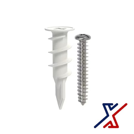 X1 Tools HD 1 3/4" Long Nylon / Plastic Drywall Anchor w/ 1 1/2" Screw, 120 Sets, 120PK X1E-CON-ANC-DRY-5030x120