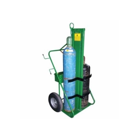 Saf-T-Cart 400 Series Cart, Holds 2 Cylinders, 9-1/2 in to 12-1/2 dia, 16 in Pneumatic wheels 339-552-16FW
