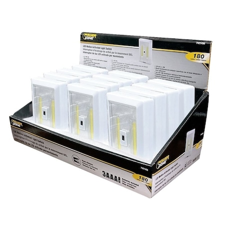 Powerzone LED Light Switch, AAA Battery, 1 -Lamp, Motion Sensor Light Switch Lamp, 180 Lumens, White 12759