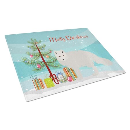 Carolines Treasures White Arctic Fox Christmas Glass Cutting Board - Large BB9244LCB