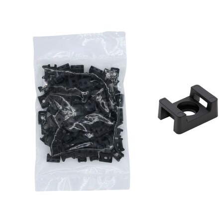 Cable Ties Unlimited Cable Tie Saddle Mount, Mounting Base, No. 6 Screw, Nylon 6/6, UV Resistant, Black, 100PK CTM6-0C