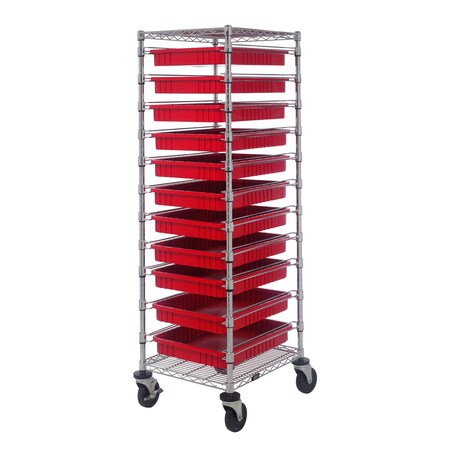 Quantum Storage Systems WIRE BIN CART W/11 RED BINS BC212469M2RD