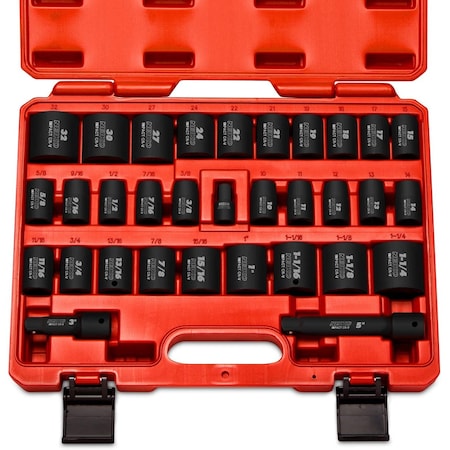 Neiko 1/2'' Dr. Impact Socket Set, Shallow, SAE and Metric 02447A