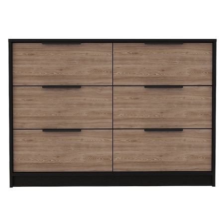Homeroots 42" Brown and Black Six Drawer Double Dresser 544052