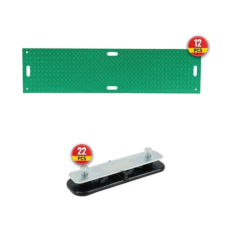 Mytee Products 12 ft x 8 ft Green Ground Protection Mats & 22 Pcs Single Connectors GPM-2805-GREEN-SINGLE