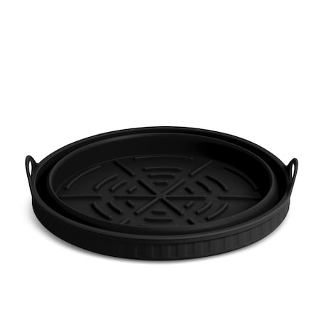 Bklyn Steel Co. 2qt Collapsible Round Silicone Air Fryer Pan - Onyx 48154