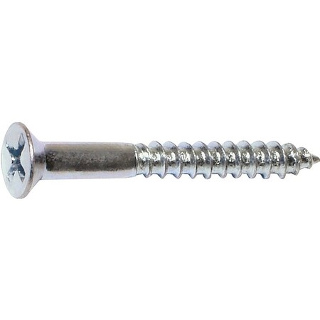 Midwest Fastener Wood Screw, #12, 1-1/2 in, Zinc Plated Steel Flat Head Phillips Drive 2593