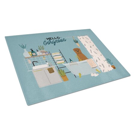 Carolines Treasures Dogue De Bourdeaux in Bathtub Glass Cutting Board - Large CK7495LCB