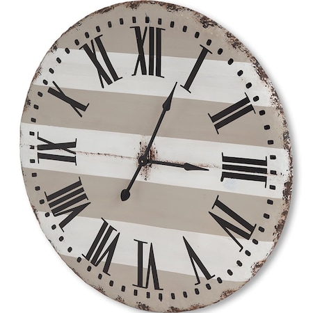 Homeroots 3" Gray And White Metal Analog Round Wall Clock 376230