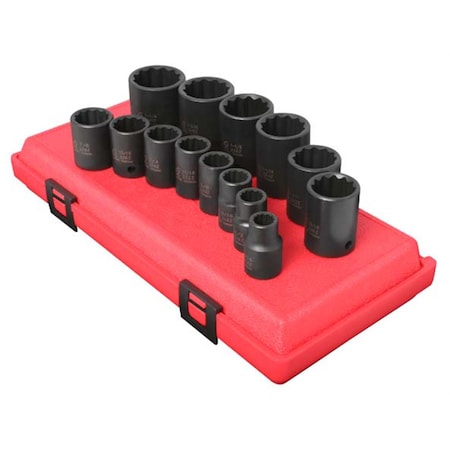 Sunex 1/2 In. Dr. Sae 12 Point Impact Socket Set On Rail 2678A