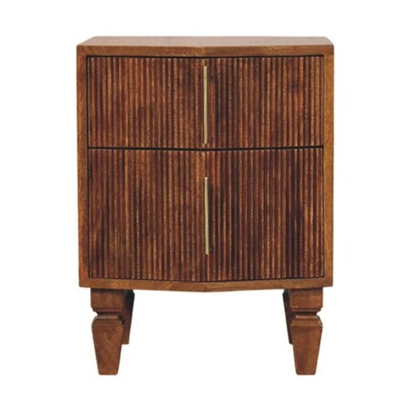 Homeroots 22" Brown Solid Wood Two Drawer Nightstand 701716