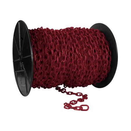 Mr. Chain 1" x 250' Crimson Plastic Safety Chain - Reel 10158