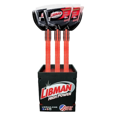 Libman Indoor/Outdoor Angle Broom, 5-1/2in L Trim, PE Bristle, 53in OAL, Steel Handle, 18 Broom Asst. Display 7966