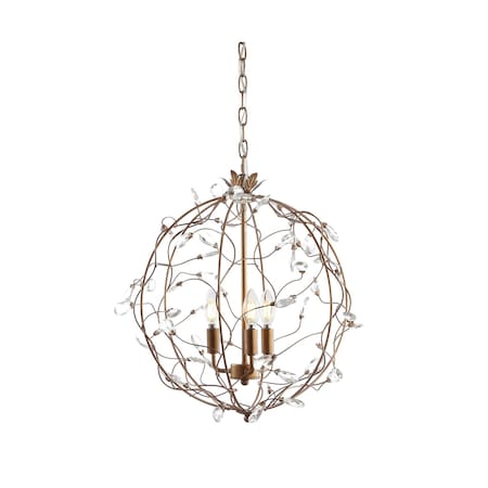 Jonathan Y Isabelle 20 in. Adjustable Metal/Glass LED Pendant, Antique Gold JYL9042A