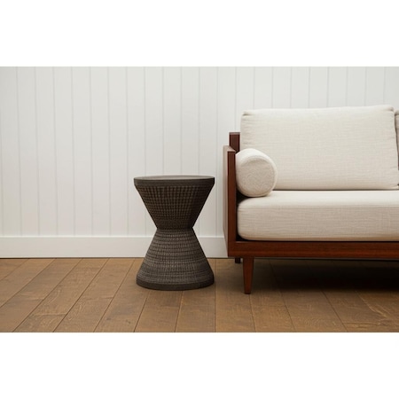 Homeroots 22" Black Distressed Solid Wood Round Drum End Table 634154