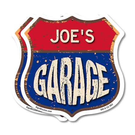 Signmission Joe's Garage, 12 inch X 12 inch, Aluminum Metal Sign, 2PK SHI-A-2PACK-12-383-JOE