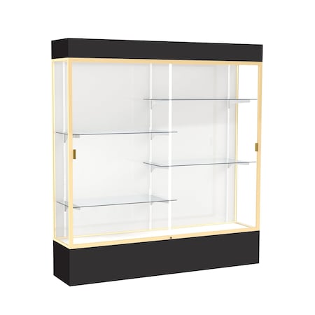 Ghent Lighted Floor Display Case 72x80x16, White, Champange 3176WB-GD-BK