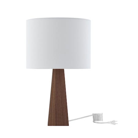 Homeroots 20" White Solid Wood USB Table Lamp With White Drum Shade 530952