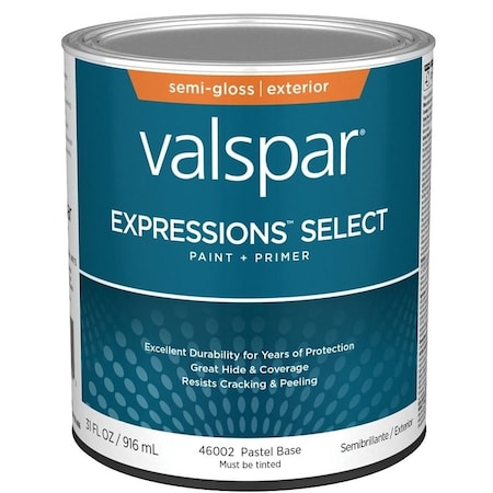 Valspar Expressions Select 4600 Latex Paint, Acrylic Base, Semi-Gloss Sheen, Pastel Base, 1 qt 028.0046002.005