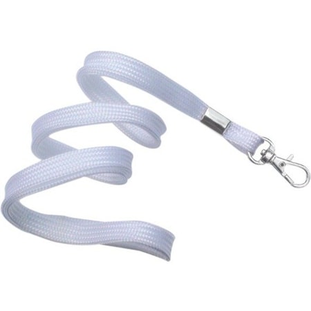Brady People ID White 3/8" (10 mm) Flat Braid Woven Lanyard W/ Trigger Snap Swivel Hook 2135-3608