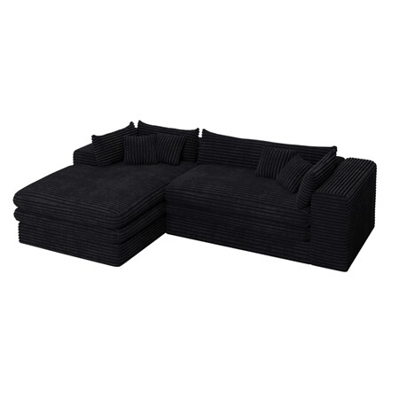 Homeroots 121" Black Corduroy Compression Foam Sofa 719550
