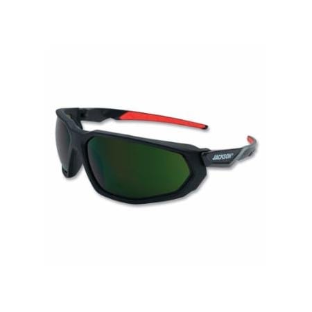 Jackson Safety Hyperguard Safety Glasses, 5 IR Lens, Polycarbonate, Anti-Fog, Black Full Frame, Red Temple 138-45102