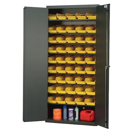 Quantum Storage Systems BEIGE SPECIALTY CABINET W/45 YELLOW BINS QPR-BG-102YL
