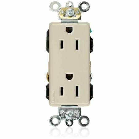 Leviton Straight Blade Receptacle, 5-15R, 15 A, 125V AC, 2 Pole, 3 Wire, Flush Mount, Self-Grounded 16262-I