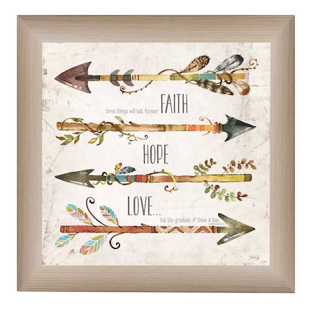 Homeroots Faith Hope Love Brown Framed Print Wall Art 405214