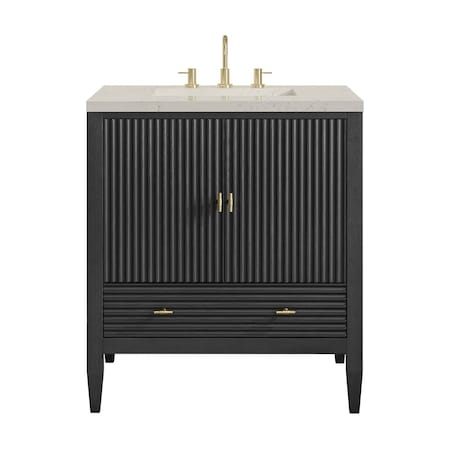 James Martin Vanities Myrrin 30" Single Vanity, Carbon Oak w/ 3 CM Siberian Silestone Top 485-V30-CBO-3SFR