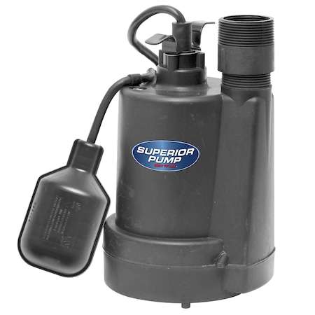 Superior 1/4 HP Plastic Sump with  Tethered Float Switch 92250