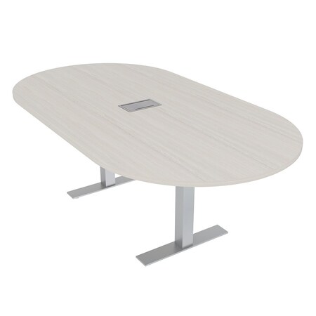 Skutchi Designs 6ft Conference Table With Power Unit | 6 Person Modular Racetrack Meeting Table | Harmony Series HAR-RAC-48X72-T-K458-ESIL