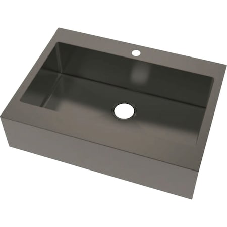 Cmi Compass Single Bowl 33''x24''x8'' Black SS Retrofit Dual Mount Flat Front Apron Farm Sink 482-7723