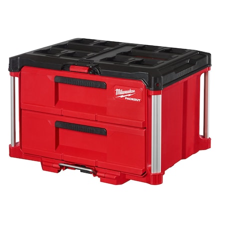 Milwaukee Tool PACKOUT 2-Drawer Tool Box, 50 lb Capacity / 25 lb Capacity per Drawer, 22" W x 16" D x 14" H 48-22-8442
